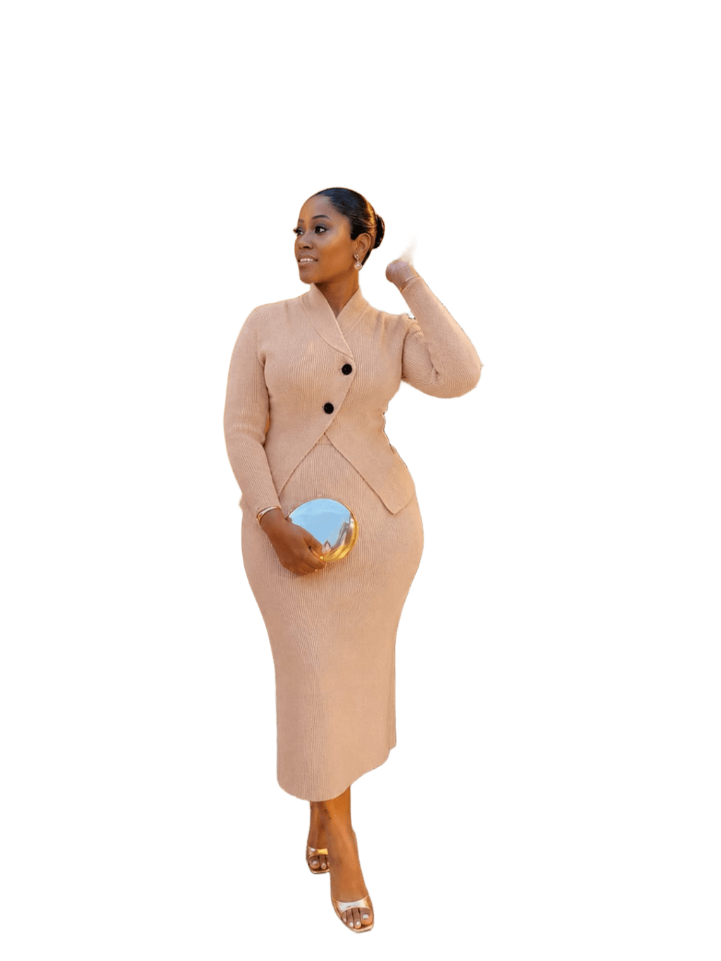 Elegant two-piece wool dress