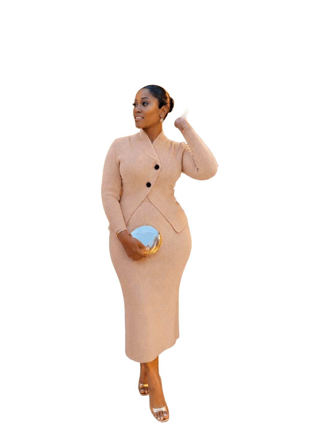 Elegant two-piece wool dress